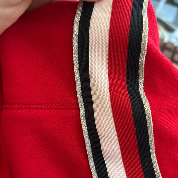 NWT Tommy Hilfiger Women's Red with Metallic Stripes V-Neck Sweatshirt M - Picture 8 of 14